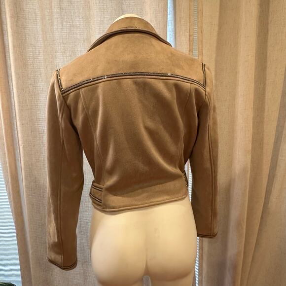 Zara Cropped Jacket sz S Tan and Black Sparkle Jacket - Picture 8 of 12